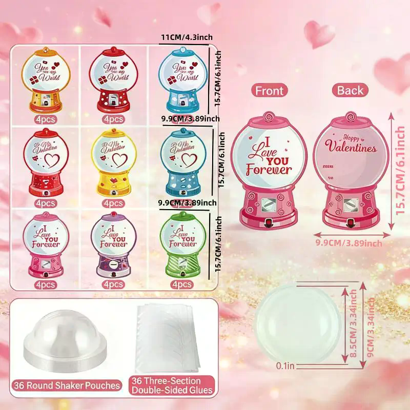 18/36 Pcs DIY Valentines Candy - Bubble Gum Machine 리뷰 및 가격