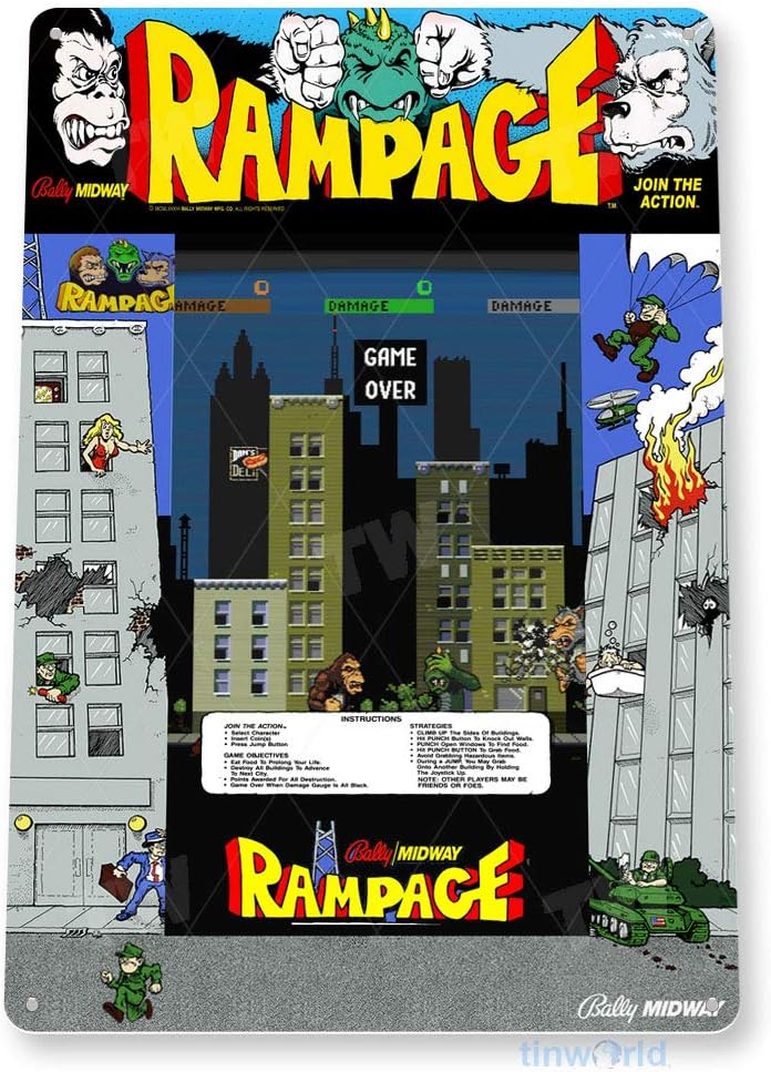 TIN SIGN Rampage Arcade Sign G - Arcade Vibes 리뷰 및 가격