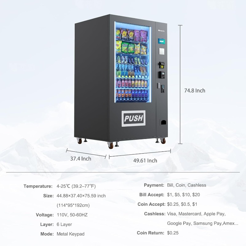 Customized Large 60 Slots Snac - Bill Acceptor Vending 리뷰 및 가격